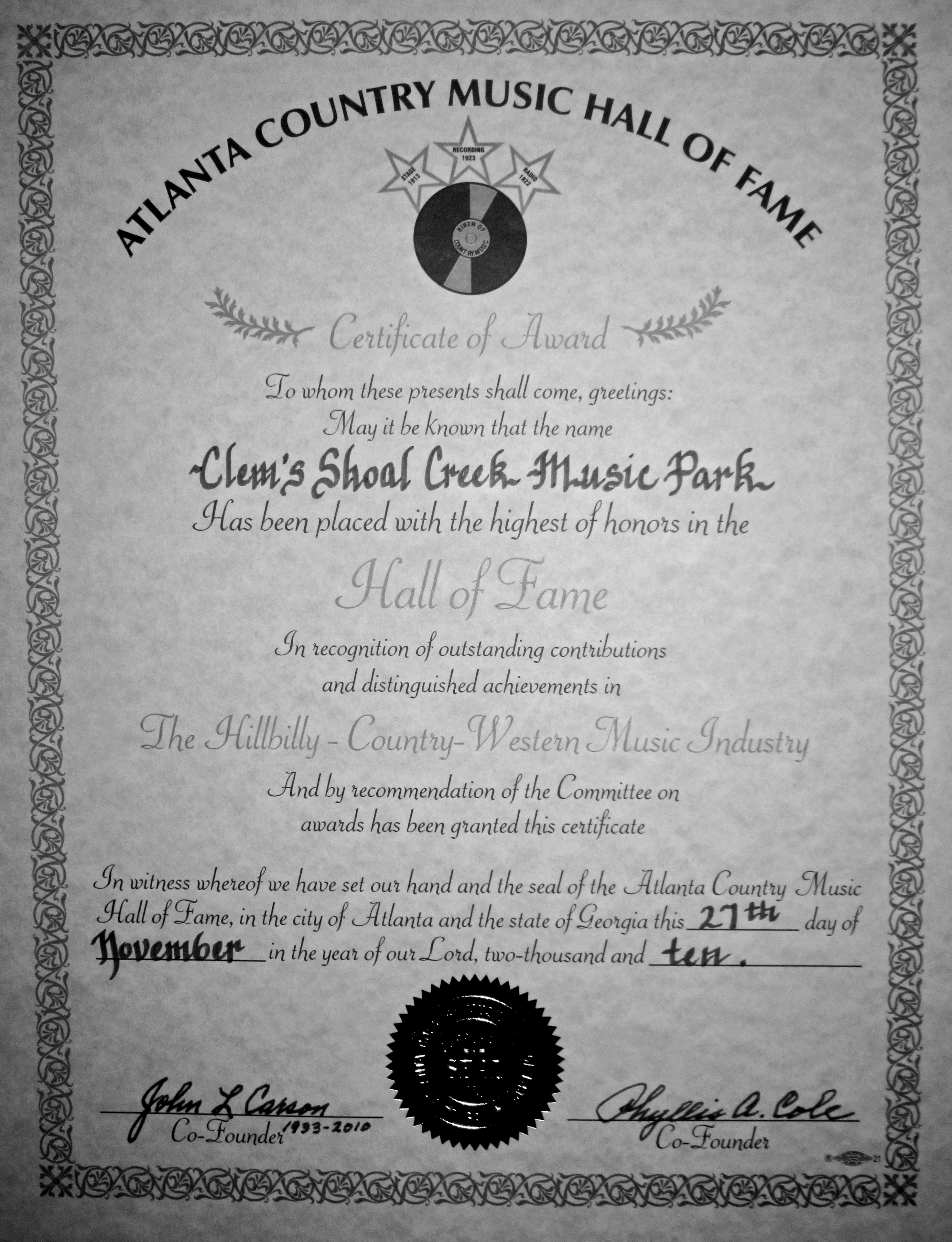 Clem Sayer_Music Park_Atlanta Country Music Hall Of Fame